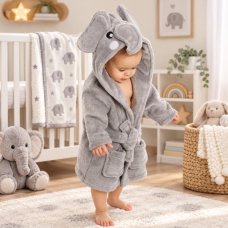18C632: Baby Novelty Elephant Dressing Gown (0-6 Months)